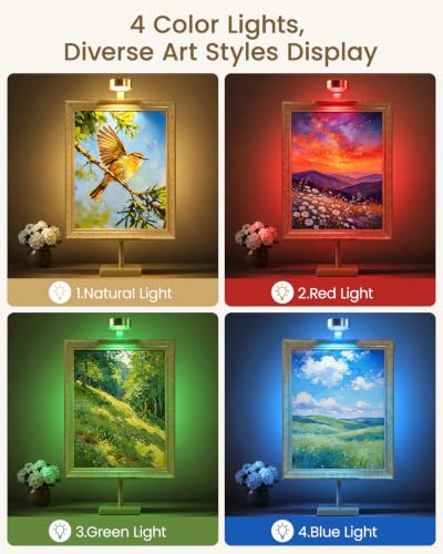 Adjustable Tabletop Easel Stand with Picture Frame Light, Picture Easels for Display Up to 29" H, Metal Picture Frame Holder Stand Table for Art, Photo (Gold) - color: Gold with Light 1Pack