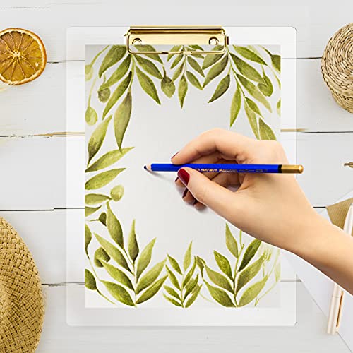 Performore Clear Acrylic Clipboard Set 2-Pack Thick Plastic Writing Boards with Gold Metal Clip 12x9 Heavy-Duty Transparent Clipboards for Office, School, Events & Presentations - style: 2 Pack GOLD