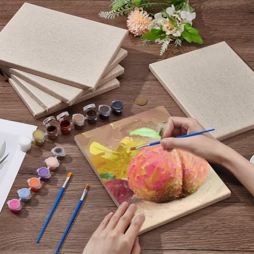 Clear Primed Linen Canvas, 6 Pack 8x10 Professional Oil Primed Linen Panels Durable Canvas Medium Texture Painting Panels for Oil Acrylic Pastels Alkyd Colors Painting Artwork
