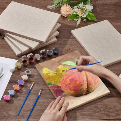 Clear Primed Linen Canvas, 6 Pack 8x10 Professional Oil Primed Linen Panels Durable Canvas Medium Texture Painting Panels for Oil Acrylic Pastels Alkyd Colors Painting Artwork