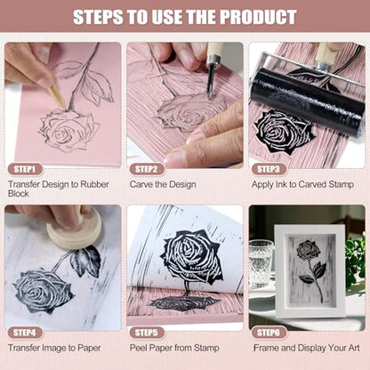 Bobblebro Linoleum Blocks for Printmaking Supplies - 5PCS 4”x6”Rubber Linocut Block Printing Kit for Stamp Carving, Soft Relief Printing Linoleum for DIY Crafts & Art Projects - color: 4"×6"-5PCS