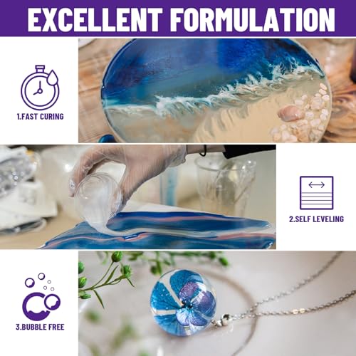 Bond Craftor Epoxy Resin Kit 16OZ, Clear Crystal Resina Epoxica Food Safe, Casting Resin for Art Craft, Jewelry Making, DIY