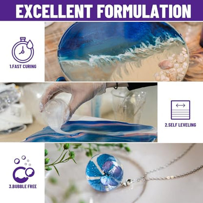 Bond Craftor Epoxy Resin Kit 16OZ, Clear Crystal Resina Epoxica Food Safe, Casting Resin for Art Craft, Jewelry Making, DIY