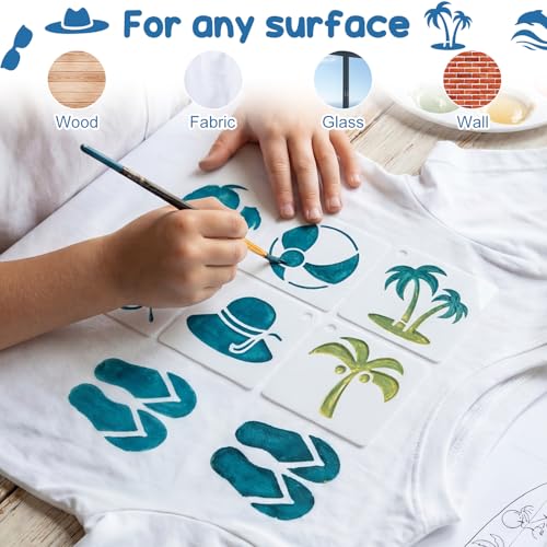 Fainne 100 Pcs Small Stencils for Crafts, 1.5 Inch Reusable Painting Stencils Painting Crafts Templates for Wood, Wall, Home Decor, Canvas, Fabric (Hawaii) - style: Hawaii