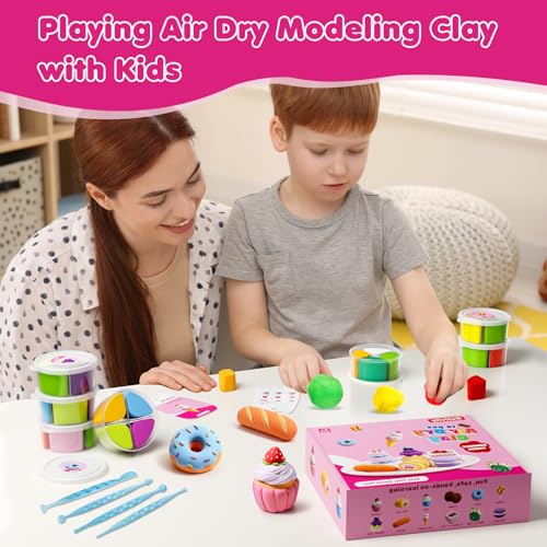 Air Dry Clay Kit for Kids, 12 Crafts Modeling Clay Model Magic, Clay Kits with Sculpting Tools & Tutorials, Safe & Non-Stick DIY Art Crafts, Toys Gift for Ages 3-12 Boys & Girls - color: Clay Kit