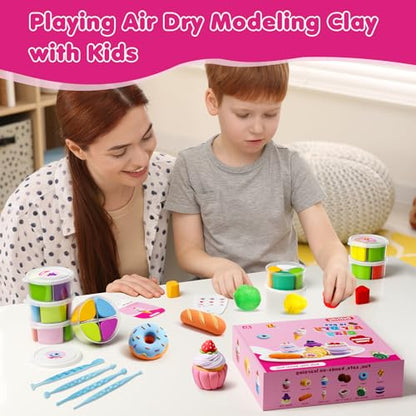 Air Dry Clay Kit for Kids, 12 Crafts Modeling Clay Model Magic, Clay Kits with Sculpting Tools & Tutorials, Safe & Non-Stick DIY Art Crafts, Toys Gift for Ages 3-12 Boys & Girls - color: Clay Kit