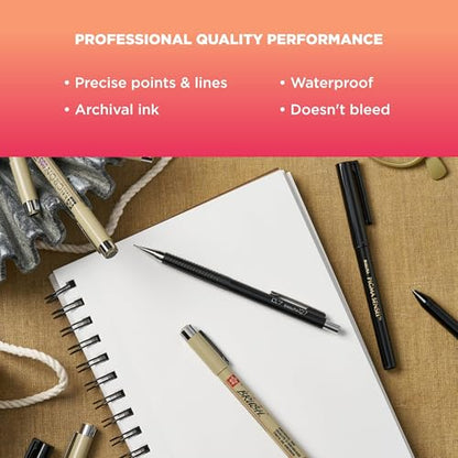 SAKURA 50201 6-Piece Pigma Manga Comic Pro Drawing Kit,Black - style: 6 Pen Pack