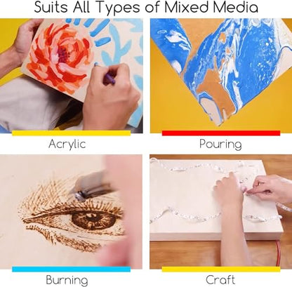 MEEDEN Unfinished Wood Canvas Kit: 1-1/2" Deep 6x8 9x12 Wooden Canvas Panel - 4 Pcs of Cradled Wood Art Boards for Pouring Art, Crafts, Painting - size: 6x8 9x12 - 4 Pack