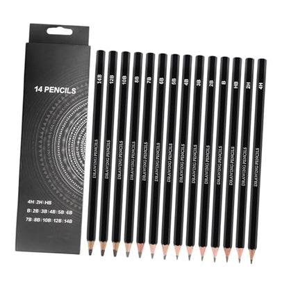 14pcs Graphite Drawing Pencils Set Extra Hard to Very Soft Professional Sketching Pencils for Artists and Students, Multi-hardness Shading and Sketch Art Supplies for School