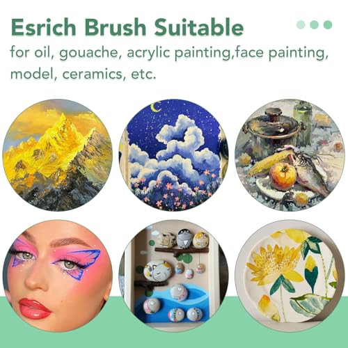 ESRICH Paint Brushes Set, 8 Packs 80 Pcs Acrylic Paint Brush Set, Acrylic Oil Watercolor, Face Nail Art, Miniature Detailing, Rock Painting, Painting Artist Professional Kits(Green) ﻿ - color: Green, size: 80
