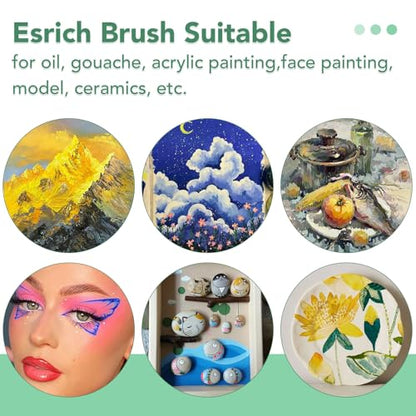 ESRICH Paint Brushes Set, 8 Packs 80 Pcs Acrylic Paint Brush Set, Acrylic Oil Watercolor, Face Nail Art, Miniature Detailing, Rock Painting, Painting Artist Professional Kits(Green) ﻿ - color: Green, size: 80