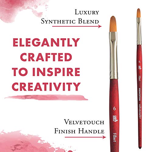Princeton Velvetouch, Series 3950, Paint Brush for Acrylic, Oil and Watercolor, Filbert, 6