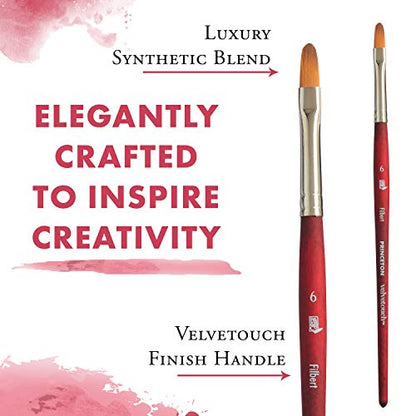 Princeton Velvetouch, Series 3950, Paint Brush for Acrylic, Oil and Watercolor, Filbert, 6