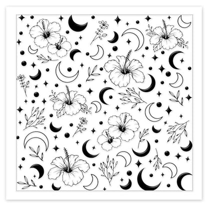 CHGCRAFT Flowers and Moon Polymer Clay Texture Sheets Leaves Seamless Pattern Silicone Texture Stamp Clay Texture Mat Modeling Pattern Pad Sheets for Jewelry and Earrings Tools, 5.5x5.5 inch - style: Flowers and Moon