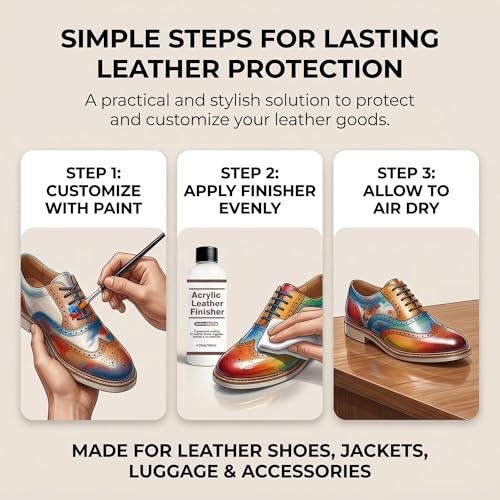 Matte 5-Coat Acrylic Leather Finisher – Clear Flexible Coat for Leather Shoes Protection (Anti-Wear & Anti-Oxidation), Matte Finish for Bags, Jackets & Leather Craft Restoration, 4.23 oz