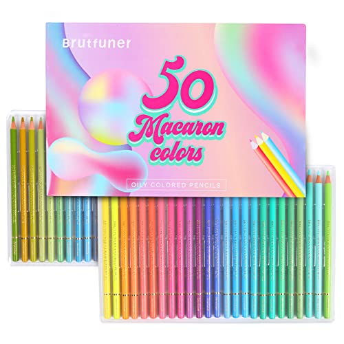 50 Macaron Pastel Colored Pencils, Premium Soft Core Coloring Pencils for Adult Coloring Books, Professional Art Drawing Pencils for Shading Kids Sketching Drawing Beginners… - style: Macaroon 50
