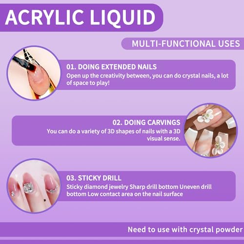 Monomer Acrylic Nail Liquid,Nail Acrylic Liquid 500ml/17fl.oz,Acrylic Liquid for Nails,Acrylic Liquid Monomer,Acrylic Liquid for Acrylic Powder Nails Extension for Nail Art - color: 500ml