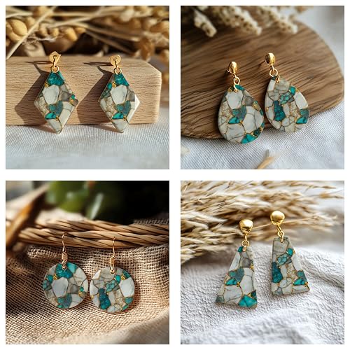 GOTO CLAY TOOLS Turquoise Gold Marble Clay Transfer Paper – 6 Pcs, Transfer Paper for Polymer Clay, Marble Pattern Polymer Clay Transfer Sheet for Jewelry Making - color: Turquoise Gold Clay