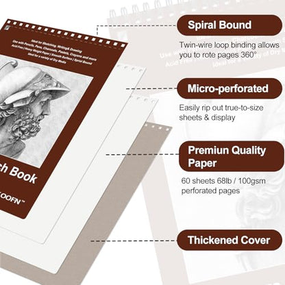 10 Pack Sketch Book 8.5×11 inch, Spiral Sketch Pad 600 Sheets Each(68lb/100gsm), Drawing Painting Sketchbook for Kids, Beginners, Artists - color: 10 Pack, size: 8.5" x 11"