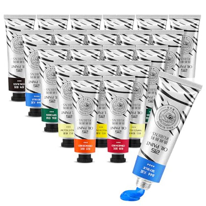 Paul Rubens Oil Paint, 40 Colors*50ml LargeTubes, Professional Oil Based Paint with High Saturation, Creamy Texture, and Consistency,Art Supplies for Artists, Students, Beginners - color: 40 colors*50ml
