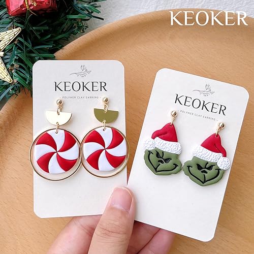 KEOKER Christmas Clay Cutters, Winter Polymer Clay Cutters for Earrings Making, 10 Shapes Holiday Clay Earrings Cutters, Poinsettia Clay Cutters, Grinch Clay Cutter (Earring Clay cutter2) - color: earring clay cutter2