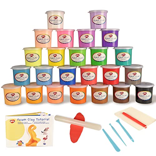 BOHS 1.1 lbs White + 24 Colors (2.65 lbs) Squishy Slime and Modeling Foam Clay