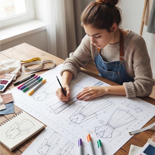 Tosstuki 24 Inches X 10 Yards Non Woven Precut Pattern Drafting Paper for Sewing Copying Altering Designing Embroidery Marking Tracing Paper for Sewing Patterns Dressmaking (Number Styles) - size: 24 Inches X 10 Yards, style: Number Styles