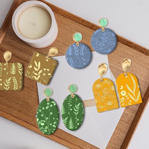 CHGCRAFT Polymer Clay Texture Sheet Leaves and Flowers Clay Texture Mat Floral Polymer Mats Earrings Tools for Jewelry Making DIY Crafts, 5.5x5.5inch - style: Leaves and Flowers