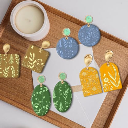 CHGCRAFT Polymer Clay Texture Sheet Leaves and Flowers Clay Texture Mat Floral Polymer Mats Earrings Tools for Jewelry Making DIY Crafts, 5.5x5.5inch - style: Leaves and Flowers