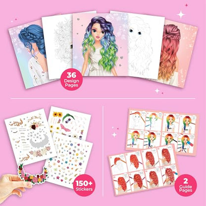 BSCOOL - Drawing, Coloring & Activity Book. Create Hairstyles with Stickers and Guides. Fashion Design Sketchbook for Kids 5 and up. Little Designer Book - Fashion Design for Kids. - color: Hairstyles Design Studio