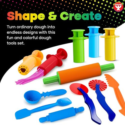 Hygloss 13 Pcs Dough Tools Set – Dough Extruders + Dough Cutters Set – Educational Modeling Clay Tools – Preschool Toys & Toddler Activities – Arts & Crafts for Kids Ages 3-5 - color: Extruders + Cutter Tools (13 pcs.)