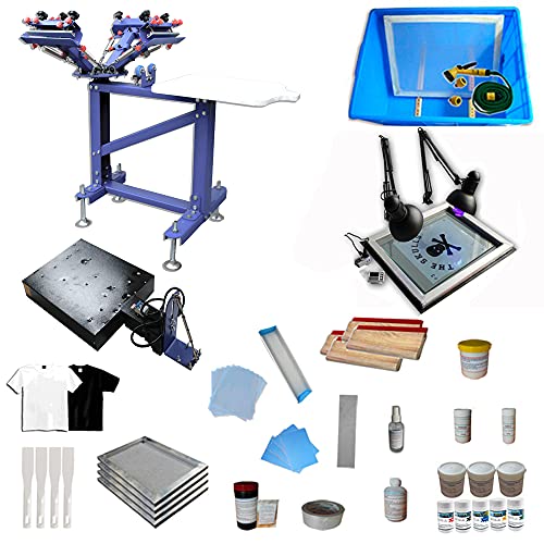 HayWHNKN 3 Color 1 Station Micro-Adjust Screen Printer Kit Silk Screen Print Press with Flash Dryer for Fabric with UV Exposure Unit Kit Washout Tank