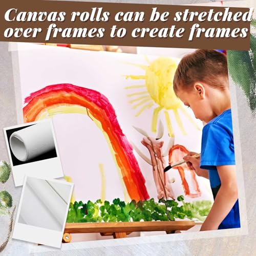 Kinlop 63 Inch x 20 Feet Double Primed Cotton Canvas Large White Canvas Roll for Oil and Acrylic Painting - color: White, size: 63 Inch X 20 Feet