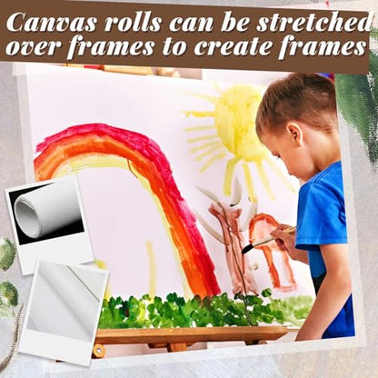 Kinlop 63 Inch x 20 Feet Double Primed Cotton Canvas Large White Canvas Roll for Oil and Acrylic Painting - color: White, size: 63 Inch X 20 Feet
