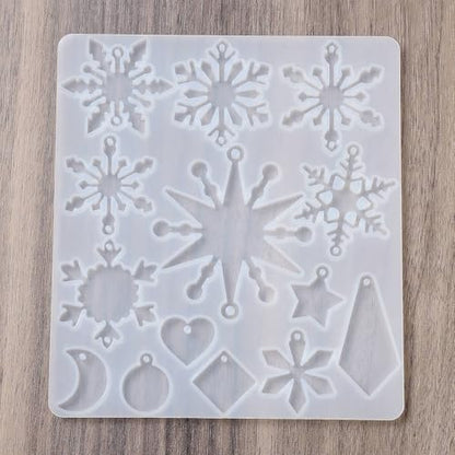 1PC Snowflake Pendant Silicone Molds Christmas Resin Epoxy Casting Molds for Earring Necklace Keychain Charms Pendants Jewelry Making DIY Gem Cabochon Craft Supplies White 131x117x4.5mm - color: White-25