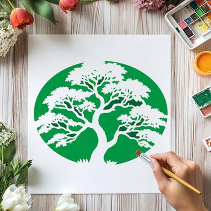6 Sheets Tree Stencils for Painting, 9 Styles Reusable Natural Plants Drawing Template Reusable Art Templates for Painting on Canvas Wood Wall Home Decor - style: Trees