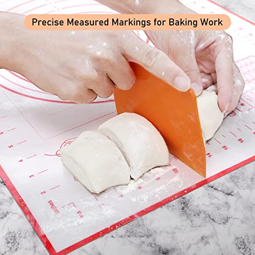 Silicone Baking Mat with Measurements, Pastry Mat for Rolling Out Dough Non-Slip Extra Large, Red, 20" x 28", Fondant Mat - color: Red, size: 20" x 28"