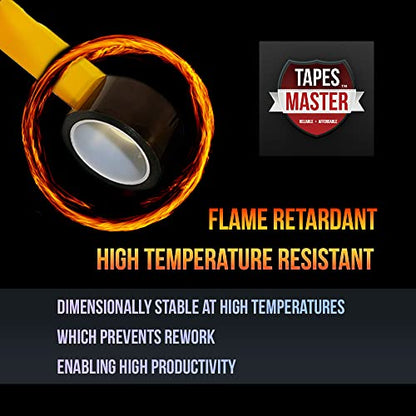 Tapes Master 10 Rolls - 1" x 36 Yds 1 Mil Kapton Tape - Polyimide High Temperature Heat Rresistant Tape with Silicone Adhesive - No Residue - color: 10 Rolls - 1" x 36 Yds, size: 1 Mil