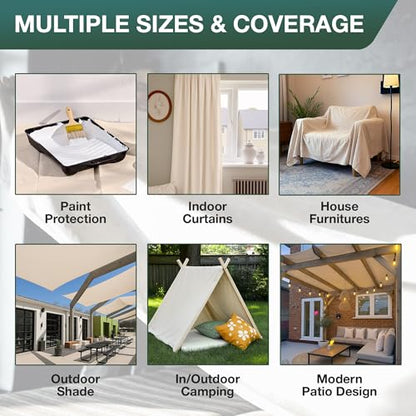 CCS Canvas Drop Cloth for Painting – All Purpose Cotton Duck Cloth Tarp for Curtains, Tablecloths, Backdrops – Washable & Reusable Floor Cover & Dust Sheet for Furniture (14x16 Ft) - size: 14 by 16 Feet
