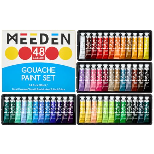 MEEDEN Gouache Paint Tube Set - 48 x 12ml (0.4 oz) Colors Art Paint Supplies for Artists Students Beginners - Rich Pigment Art Paints for Canvas Painting - color: 48 Colors