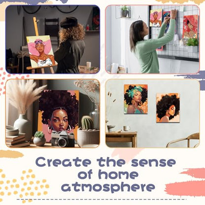 Sherr 108 Pcs 12 Set Lady Sip and Paint Kit for Adults 8''x10'' Pre Drawn Canvas to Paint DIY Acrylic Painting Kit Pre Printed Canvas for Date Night Juneteenth Party Team Building - style: Lady