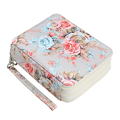 Rose Pencil Organizer - 72 Slot Colored Pencil Case with Zipper for Watercolor Pens, Markers and More - color: Champagne Rose