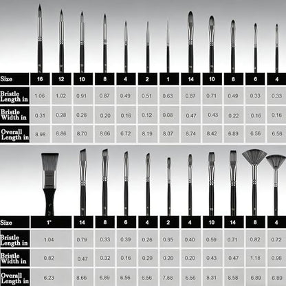 Professional Paint Brushes Set of 25 for Acrylic Painting - Oil & Watercolor Brush Kit with 9 Shapes, Canvas Roll, Synthetic Bristles, Ergonomic Handles（Matte Black） - color: Black Matte
