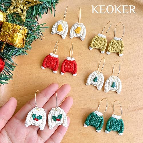 Keoker Christmas Polymer Clay Cutters - 11 Shapes Earrings Cutters for Winter - color: earrings clay cutters