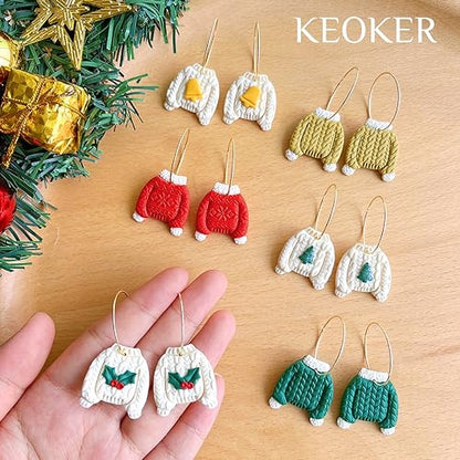 Keoker Christmas Polymer Clay Cutters - 11 Shapes Earrings Cutters for Winter - color: earrings clay cutters