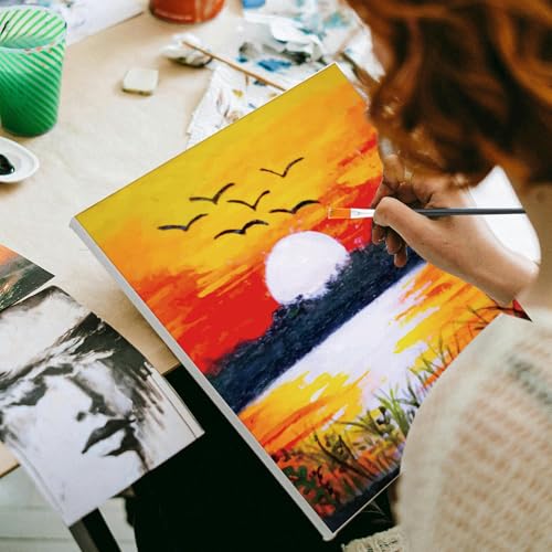 Cholemy 36 Pcs Paint and Sip Kit for Adults 8''x10'' Pre Drawn Canvas for Painting DIY Afro Acrylic Painting Kit Wood Easel Brushes Date Night Bulk for Summer 4th of July Party Gift(Mountain) - style: Mountain