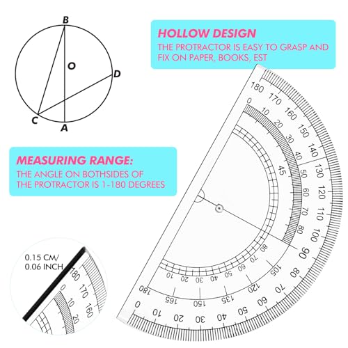 Zonon 36 Sets Math Geometry Kit Student 10 Pcs Shatterproof Storage Box Includes Compass, Rulers, Protractor, Eraser, Pencil Sharpener, Lead Refills, Pencil for Back to School Students Class Teacher