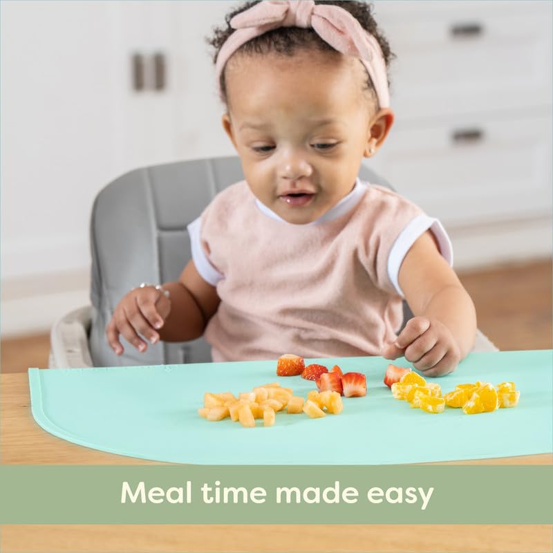 UpwardBaby Rectangular Silicone Placemat - Suction Food Catcher for High Chair & Kids, Non-Slip Washable Table Mats, Travel Toddler Placemat & Baby-Led Weaning Supplies, Mint - style: Food-Catching - Mint
