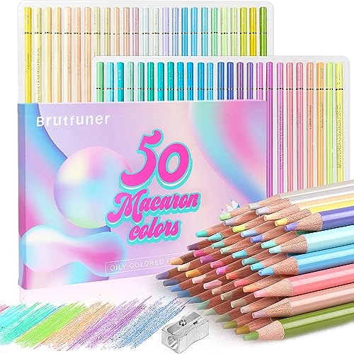 LBW 50 Macaron Pastel Colored Pencils Professional Soft Core for Adults Beginners Sketching Shading - style: 50 Macaron Colors