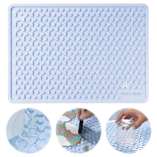 LET'S RESIN Premium Resin Collector Mat, 20" x 14"Large Easy Clean Silicone Mat for Crafts, Epoxy Resin,Placemat(Blue) - size: 20" x 14"